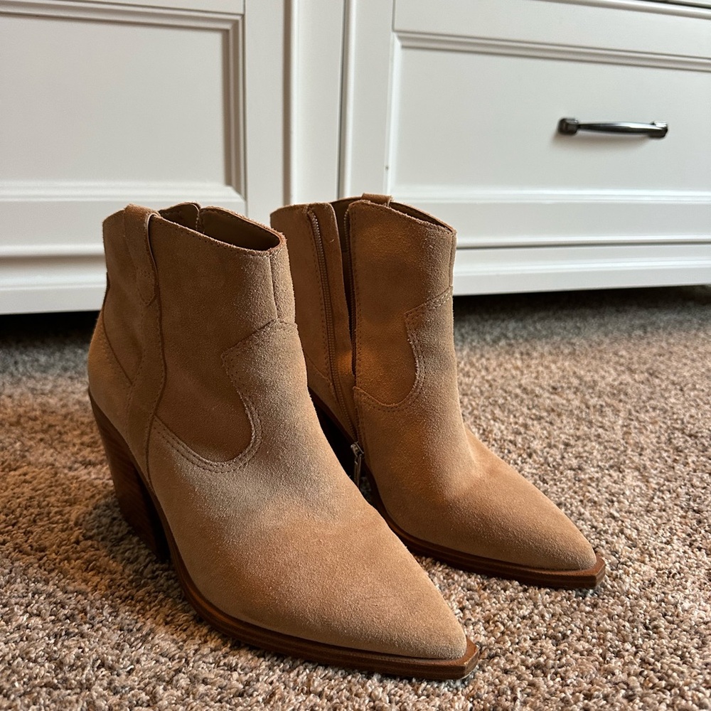 Vince Camuto Tan Suede Ankle Boots